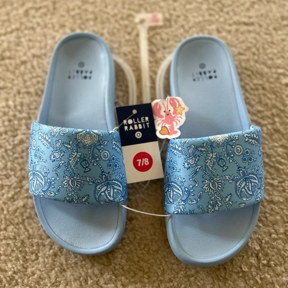 Roller Rabbit Women’s Light Blue Paisley Slide Sandals - 7/8 (Target) NWT!! - Picture 2 of 3